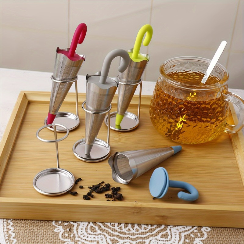 Tea Strainer Mesh - 1 adet yeniden kullanılabilir şemsiye çay
