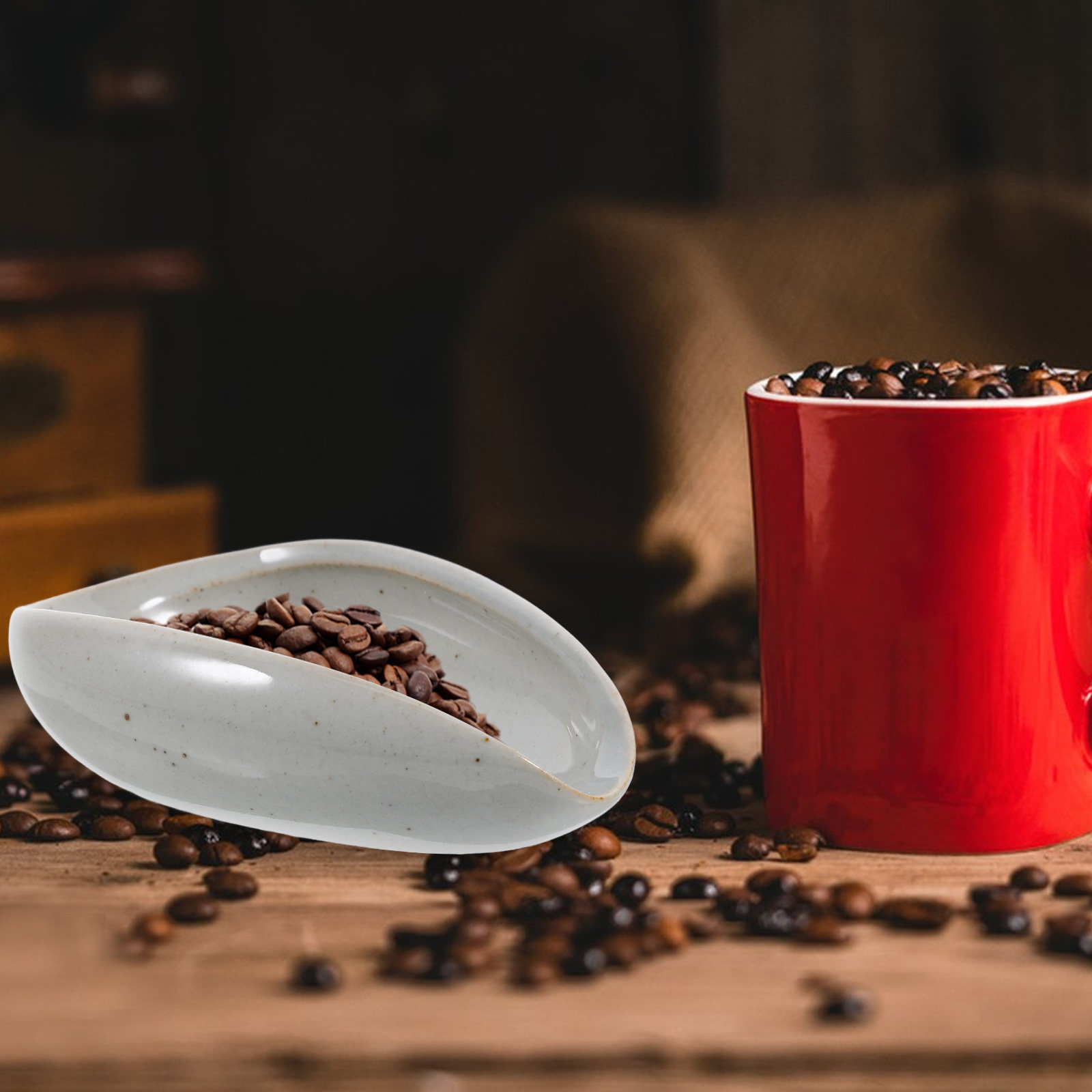 Coffee Tea Leaf And Bean - Seramik Kahve Çekirdeği Dozaj Tepsisi Çok