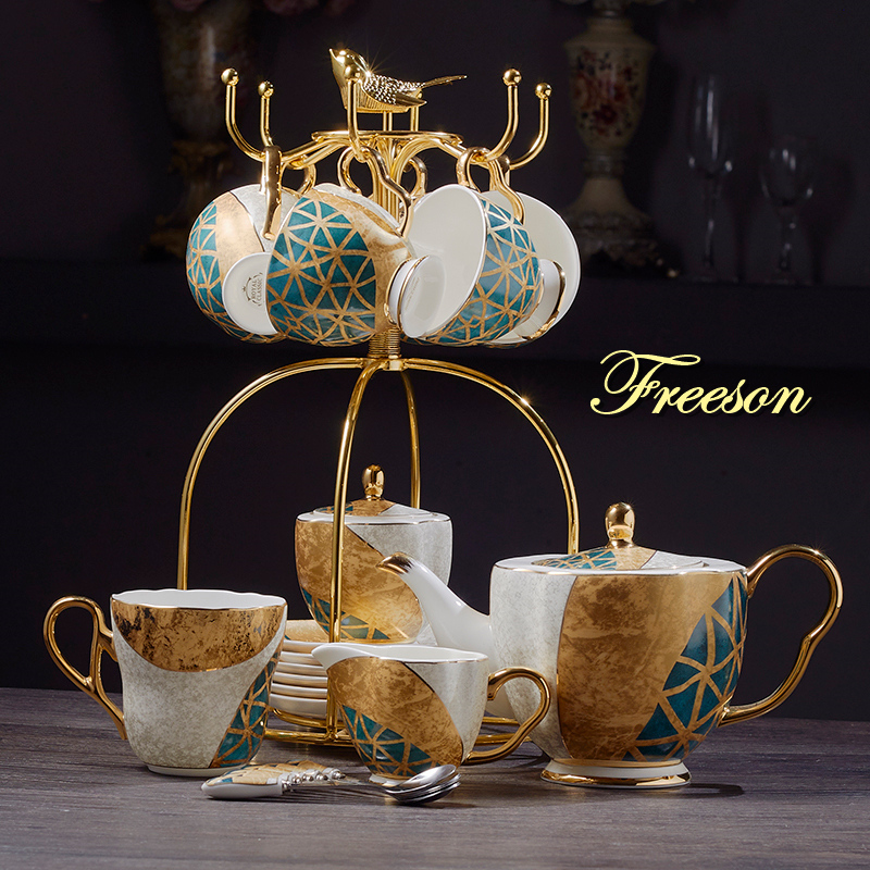 Coffee Tea Creamer - Lüks kemik çini kahve seti altın