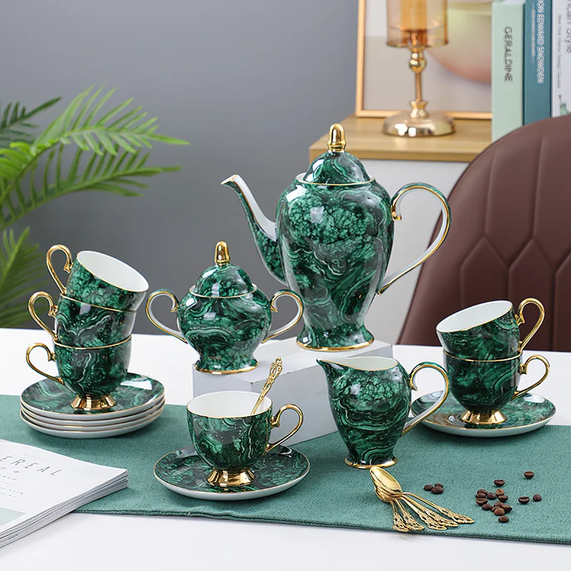 Coffee Tea Creamer - Kemik çini demlik Drinkware yeşil altın