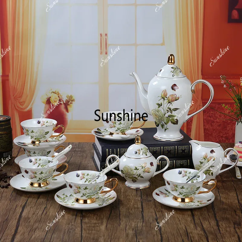 Coffee Tea Creamer - Kemik Çini Kahve Takımı Kamelya Tarzı