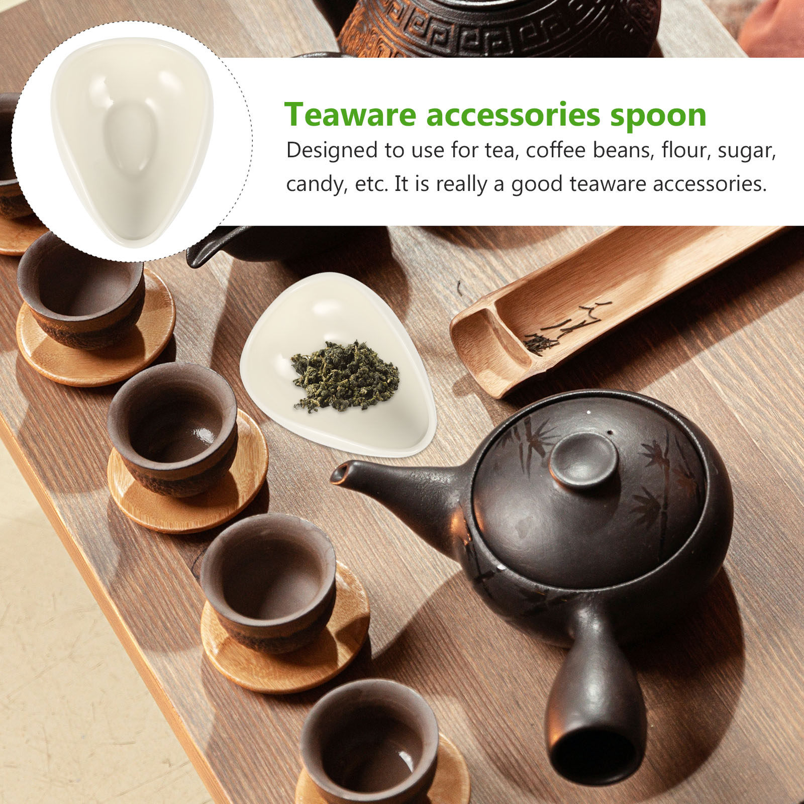 Coffee Tea Leaf And Bean - 2 Adet Seramik Çay Kaşığı, Dökme