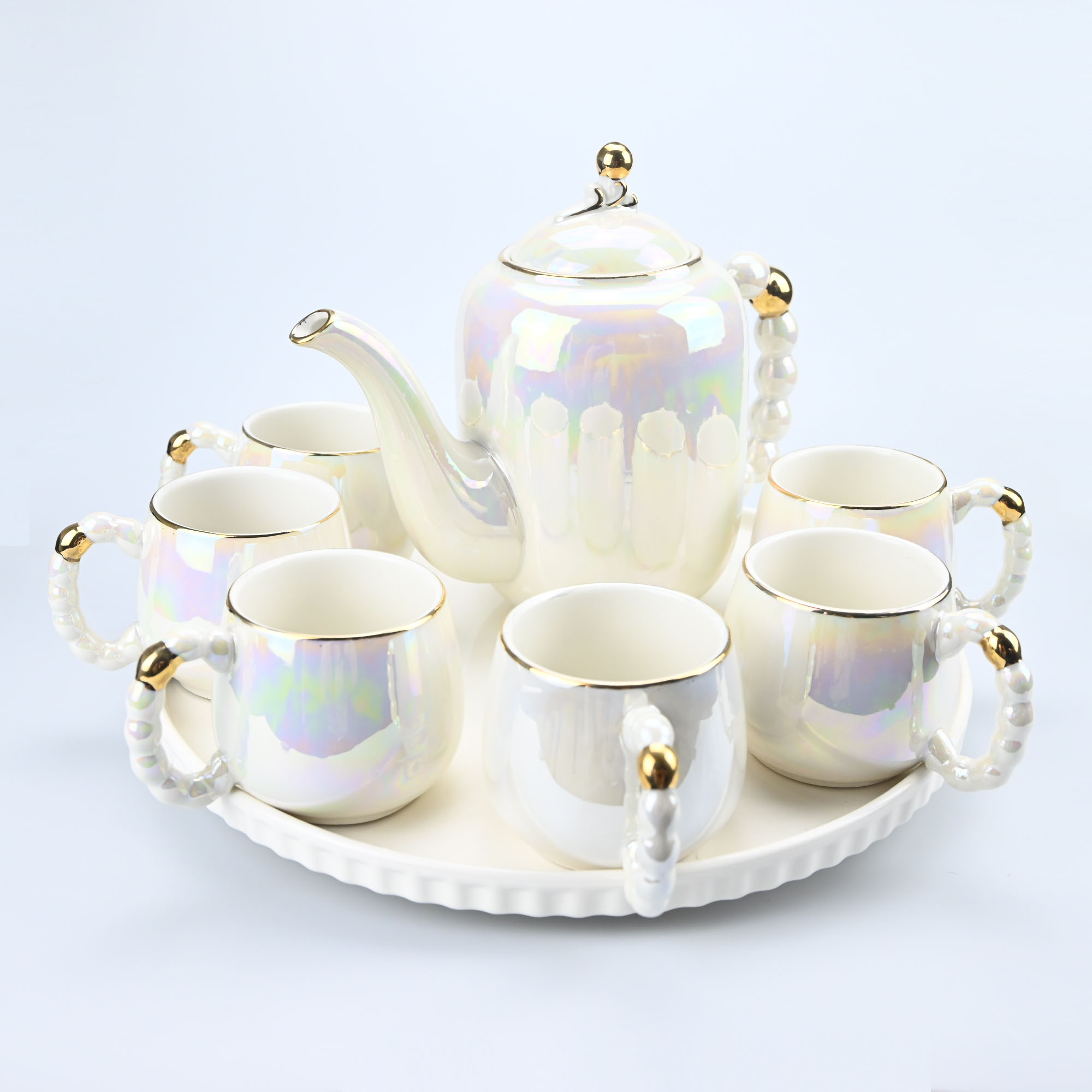 Coffee Tea Creamer - 8 parçalı porselen çay seti renkli
