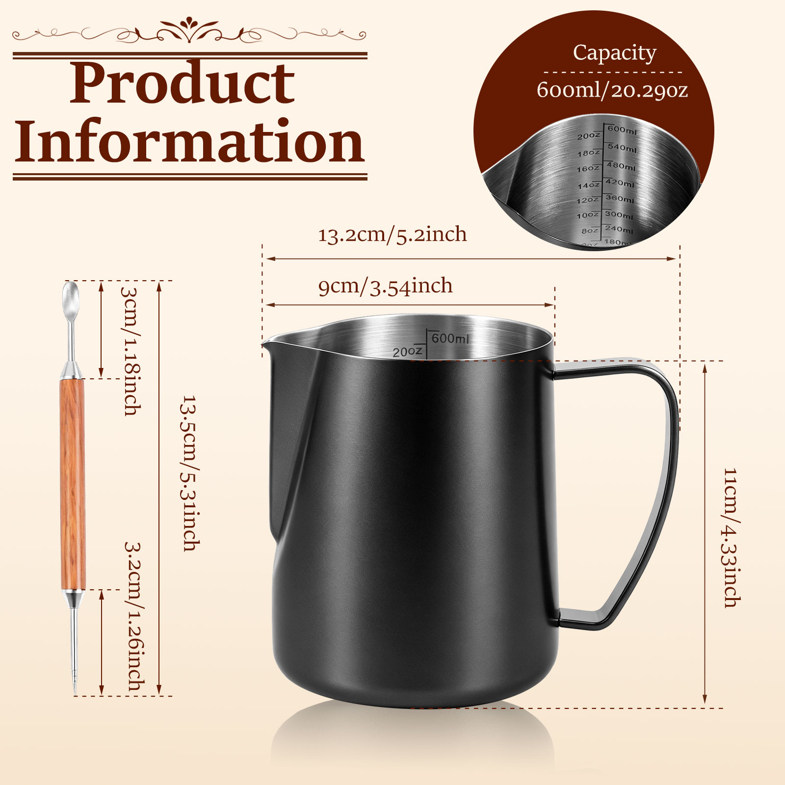 600 ml Paslanmaz Çelik Süt Köp - Barista Milk Jug incelemesi ve fiyatı