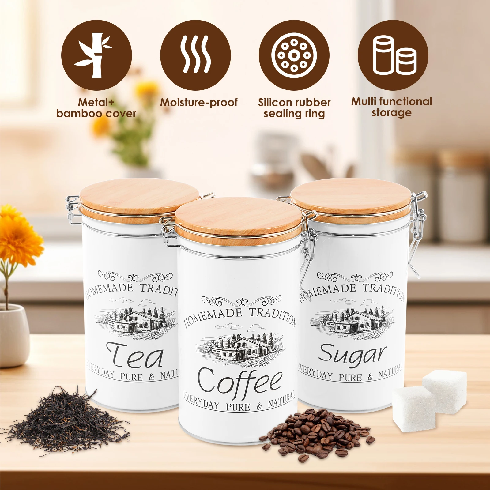 3 adet/takım çay kahve şeker k - Tea Coffee Sugar Container incelemesi ve fiyatı