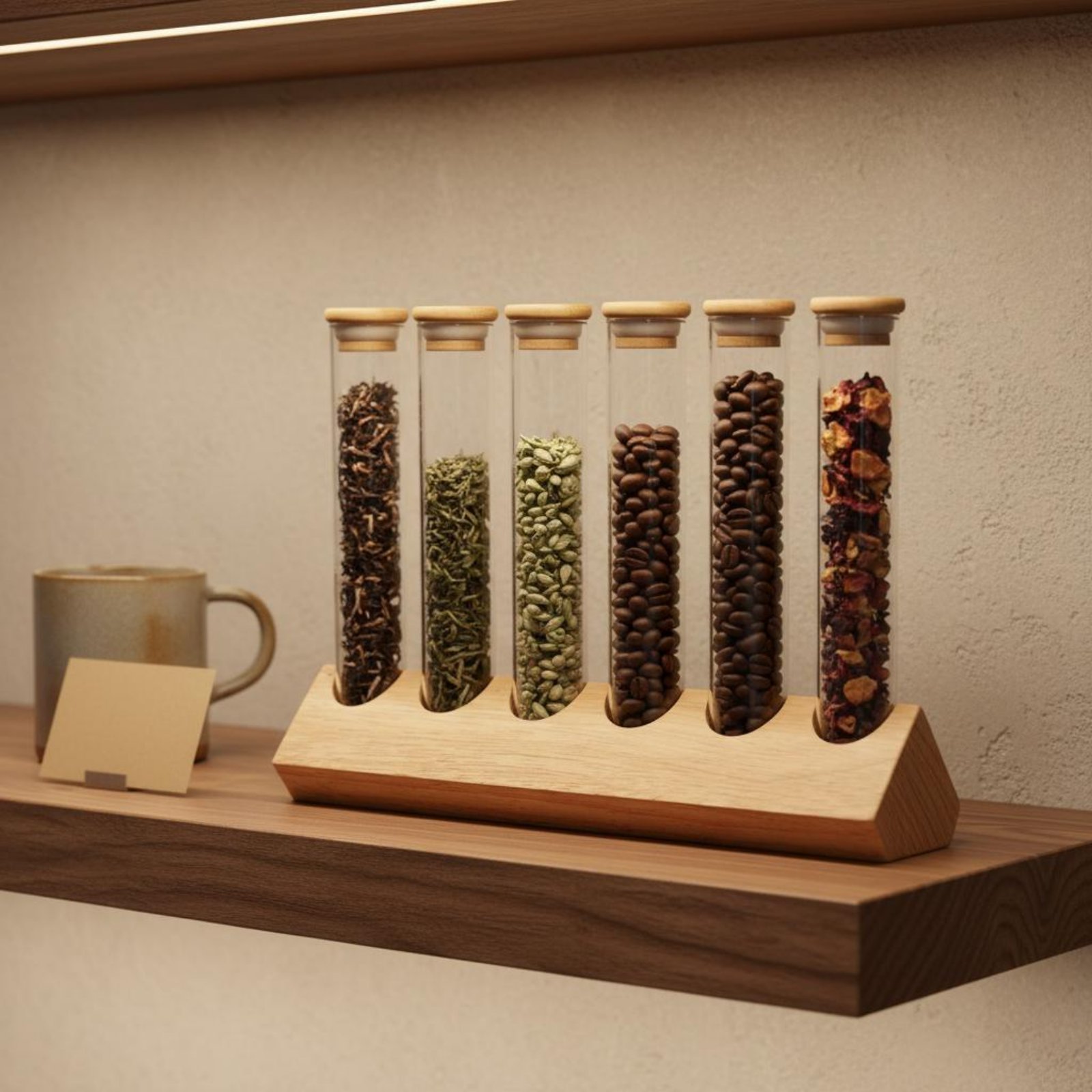 Ahşap Standlı Cam Tüp Kap Seti - Coffee Bean & Tea Menu incelemesi ve fiyatı
