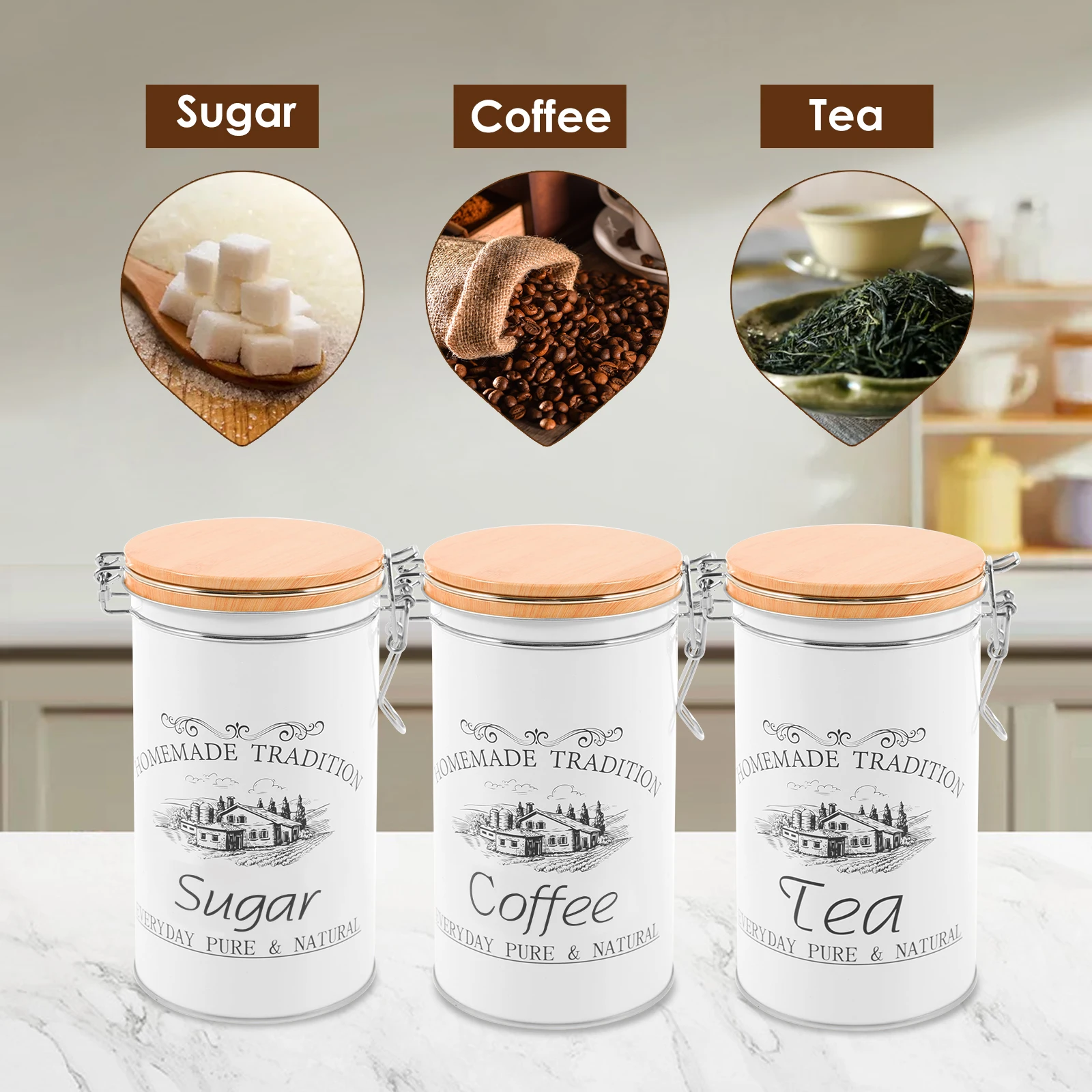 3 adet/takım çay kahve şeker k - Tea Coffee Sugar Container incelemesi ve fiyatı